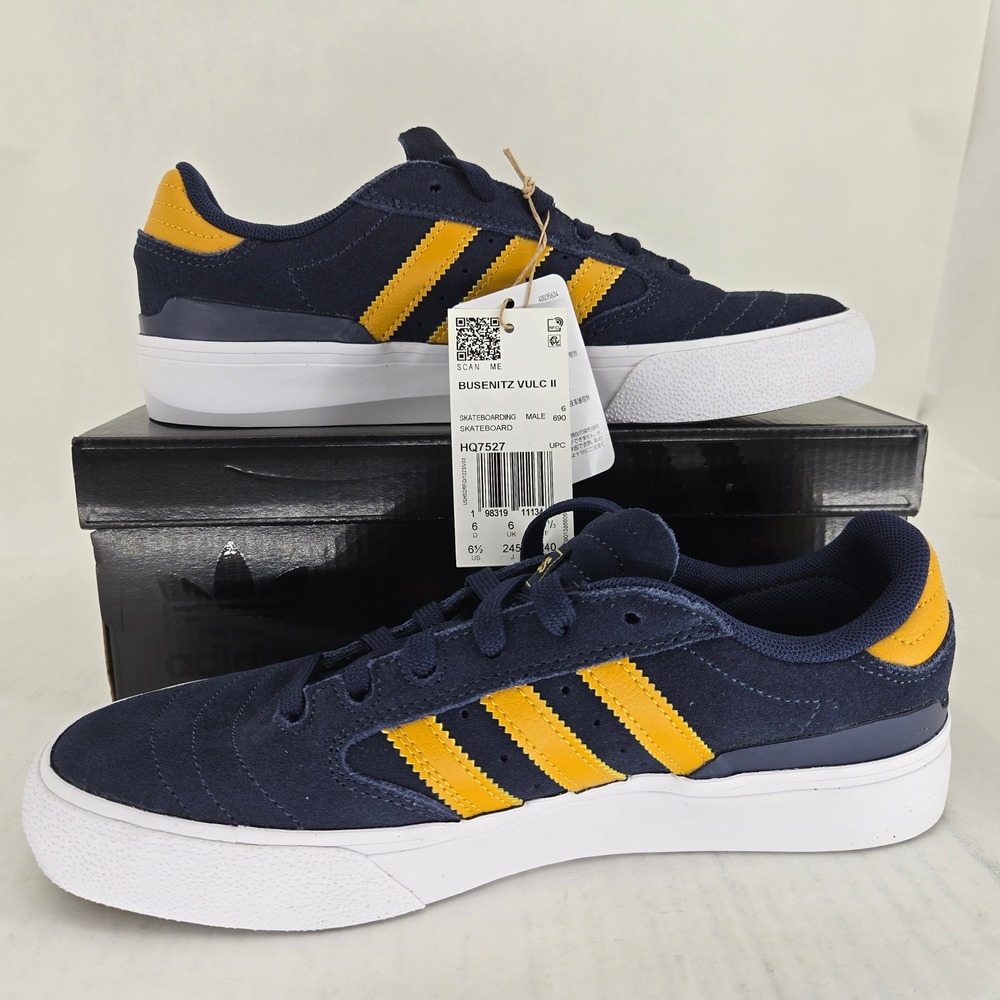 Adidas Busenitz Vulc II Navy Yellow Suede Skate Shoes HQ7527 Mens 6.5 - Picture 2 of 15